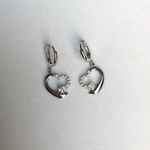 Sterling silver huggies with heart charms